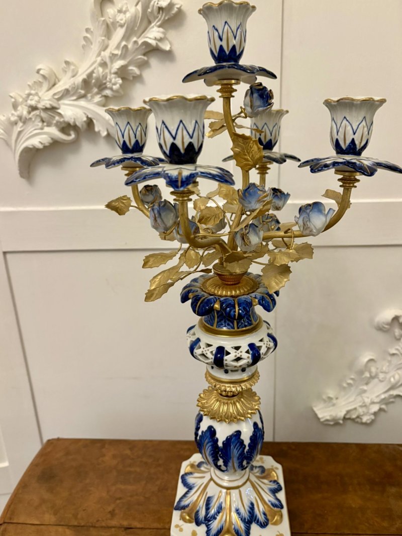 Outstanding Quality Large Antique Victorian French Porcelain and Gilded Metal Clock Set - Image 16